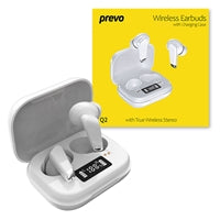 Prevo Q2 TWS Earbuds, Bluetooth 5.1, Automatic Pairing, Touch Control Feature with Digital LED Display Wireless Charging Case, Android, IOS and Windows Compatible, White Prevo Q2 TWS Earbuds, Bluetooth 5.1, Automatic Pairing, Touch Control Feature with Digital LED Display Wireless Charging Case, Android, IOS and Windows Compatible, White